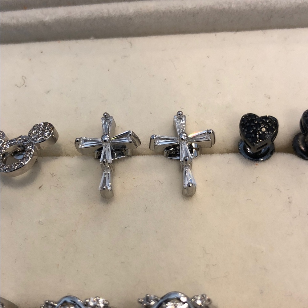 Earrings Pushbacks - Silver-tone Cross Design